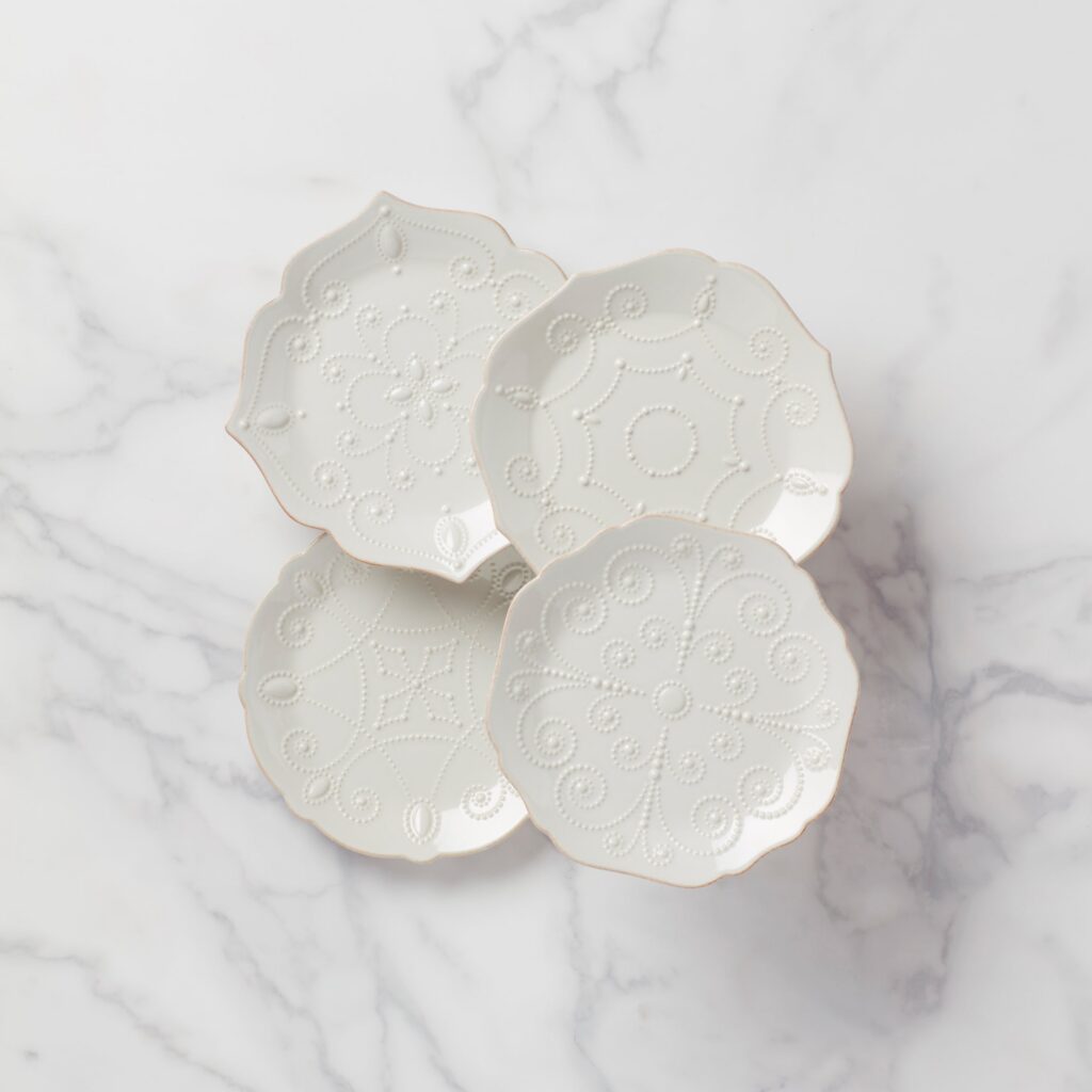 Scalloped Butterfly Dessert Decorative Plates, Set of 4