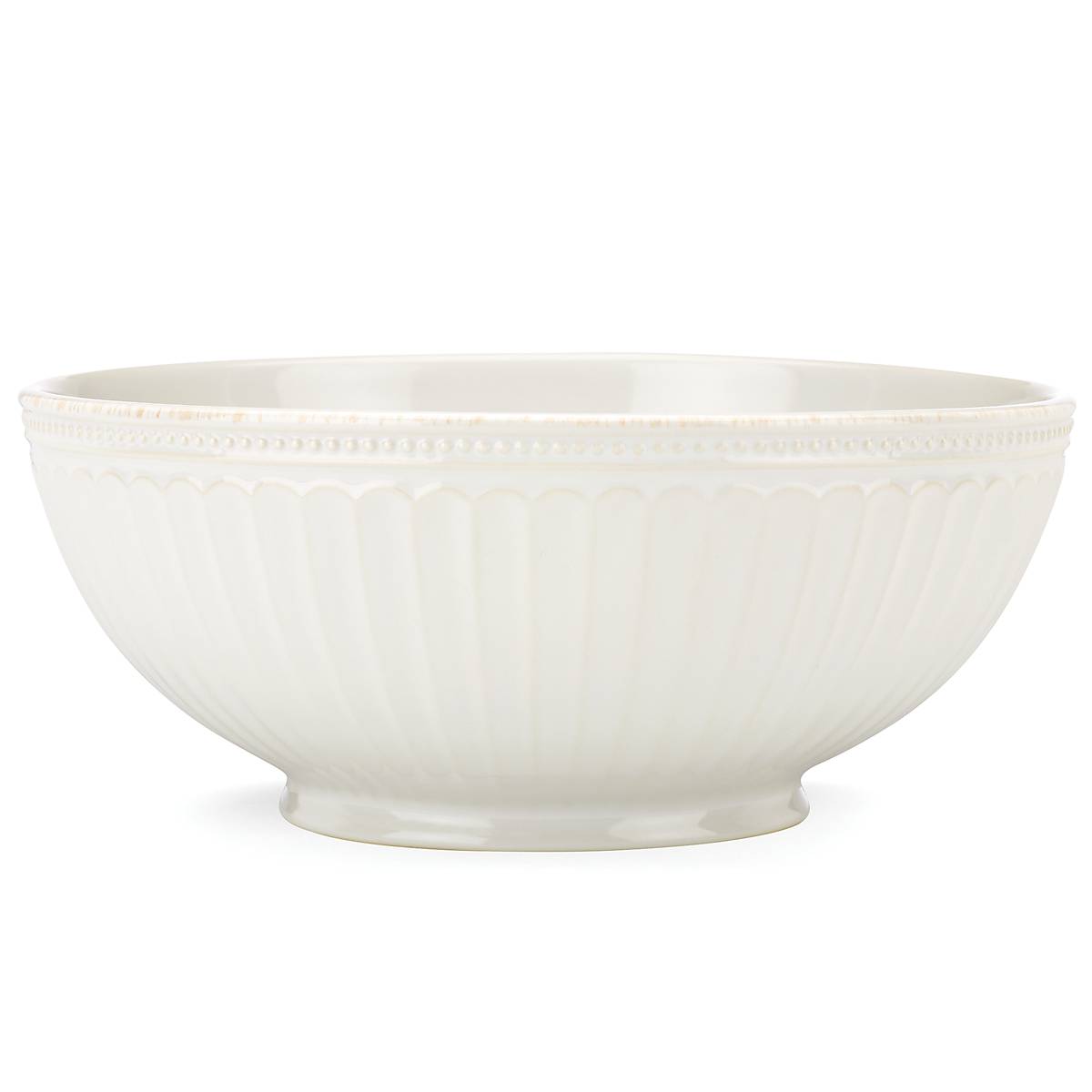 Grooved White Medium Serving Bowl - Image 2