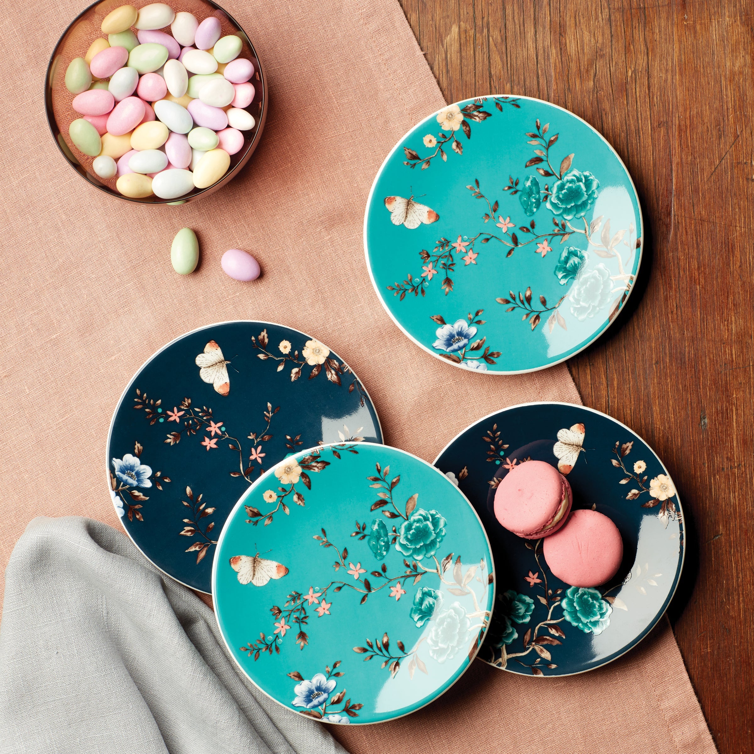 Blush Geometric Gold Salad Decorative Plates, Set of 4 - Image 3