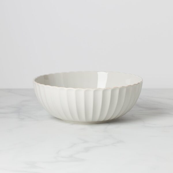 Scalloped Serving Bowl with Tea-Stained Rim
