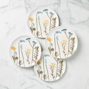 Floral Butterfly Accent Decorative Plates, Set of 4
