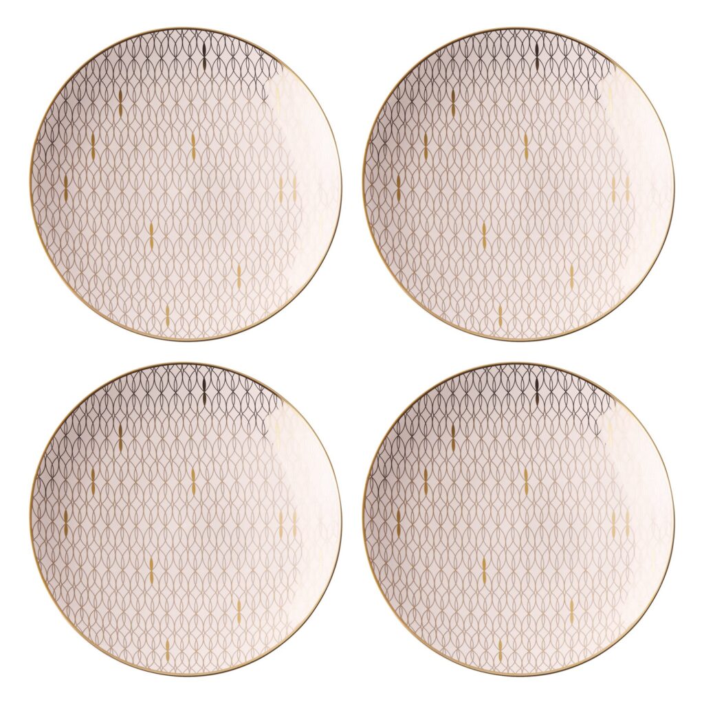 Palm Gold Rim Dessert Decorative Plates, Set of 4