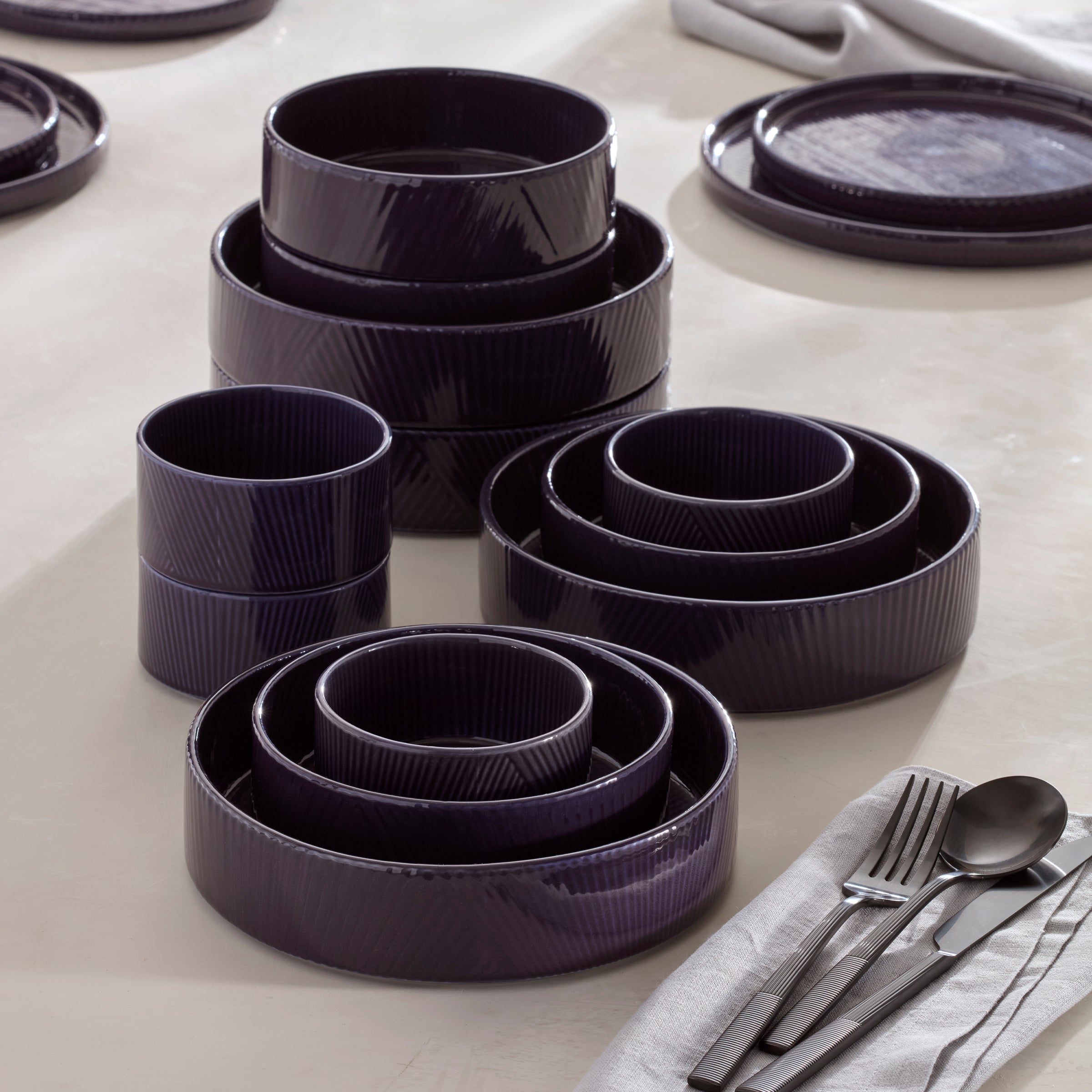 Textured Stackable Bowl Set, 12-Piece