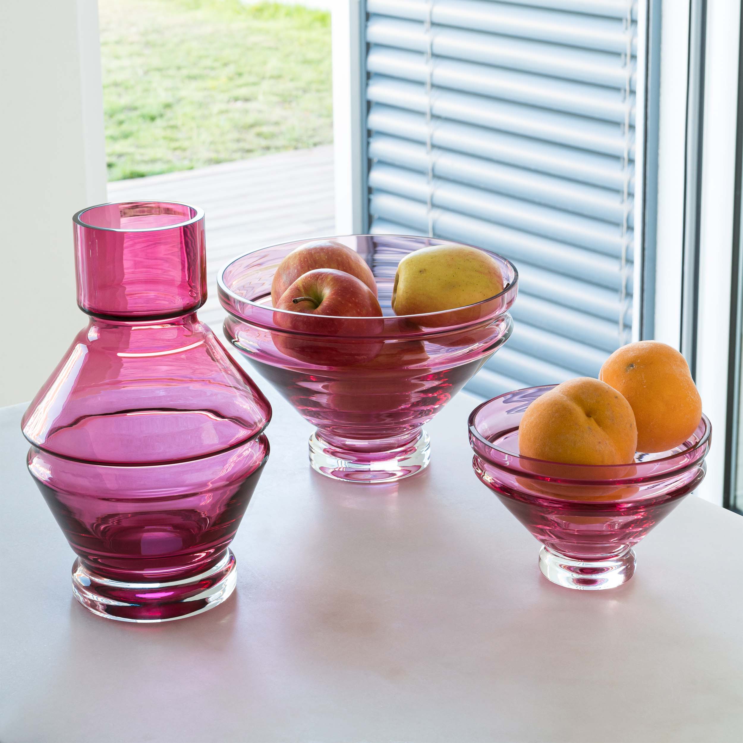 Small Rubine Red Ripple Glass Dessert Bowl - Image 2
