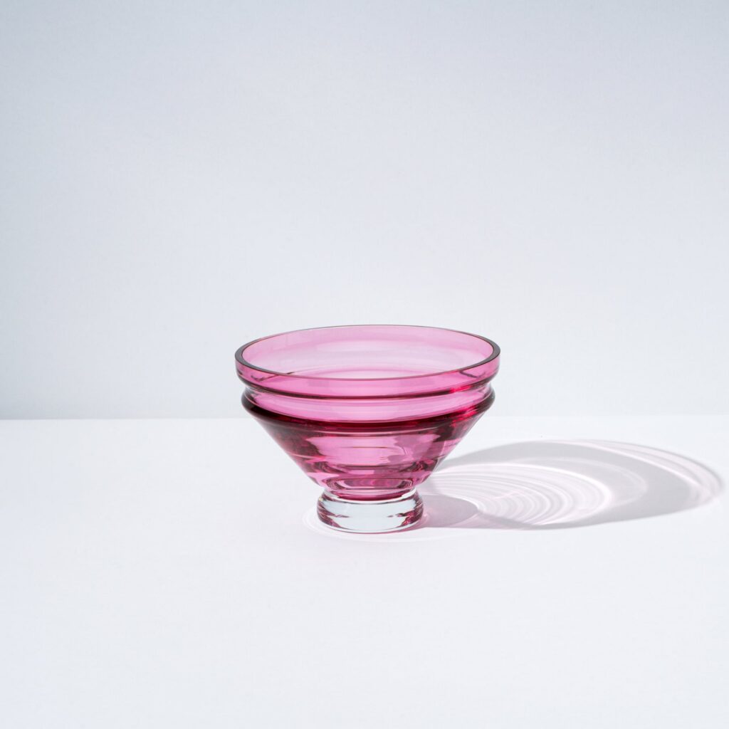 Small Rubine Red Ripple Glass Dessert Bowl