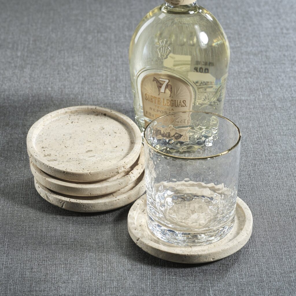Travertine Stone Coasters - Set of 4